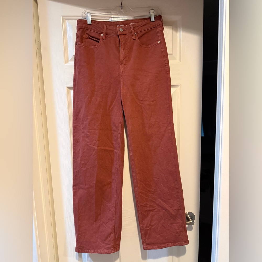 Old Navy Extra High Rise Sky-Hi Wide Leg Pants- Rust size 4